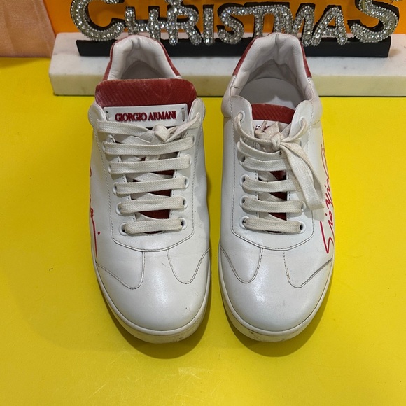 Giorgio Armani White Sneakers with Red Accents - Picture 13 of 14